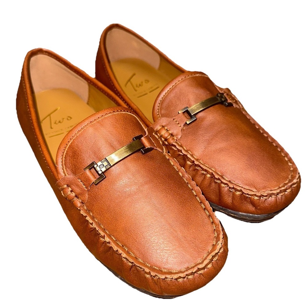 Two By Vince Camuto Daeva Brown Leather Horsebit Driver Loafers Slip On Boy's 3 - Picture 1 of 11
